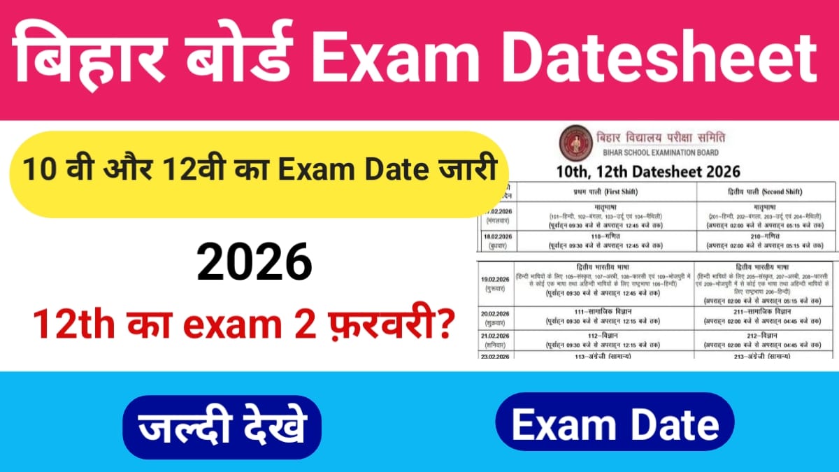 bihar board matric inter exam date 2026