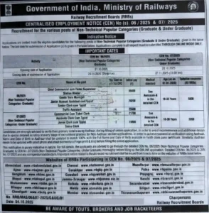 RRB NTPC 12th Level Recruitment